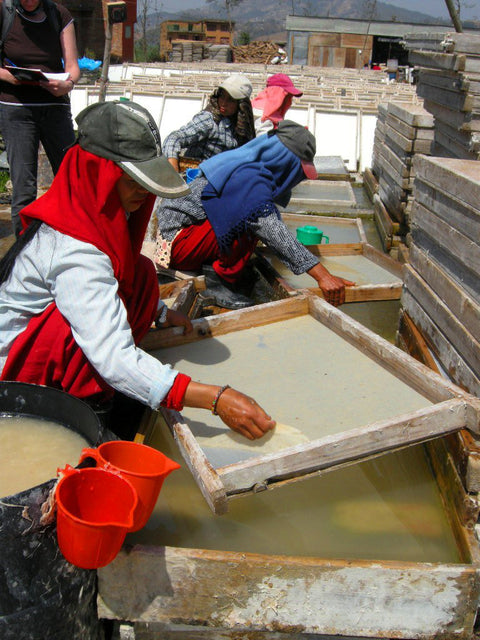 Luna-Leena slinger vliegtuig - blauw - eco papier - hand gemaakt in Nepal