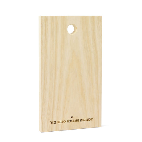 Plankjewel met eigen tekst Lang en gelukkig Essen FSC 100%