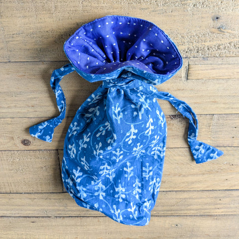 Eco Friendly Bottle Bags, Reusable Kalamkari Cotton Bottle Gift Bags, Ethically Handmade in India 