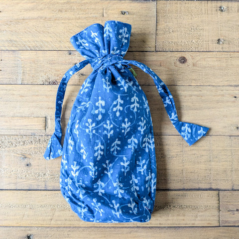Eco Friendly Bottle Bags, Reusable Kalamkari Cotton Bottle Gift Bags, Ethically Handmade in India