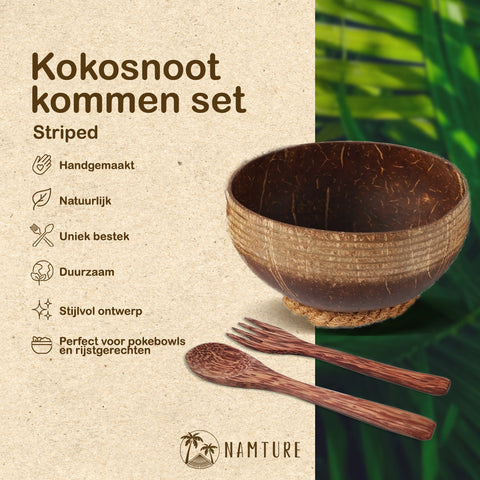 Kokosnoot Kom Set - Jumbo - Striped - NAMTURE