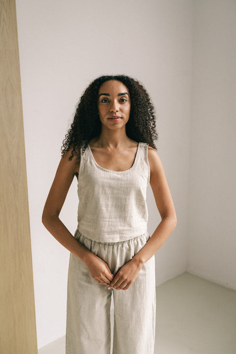Beige linen set