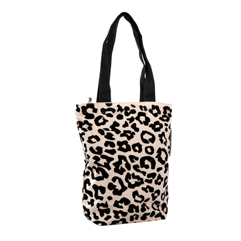 tote bag met rits baby luipaard black