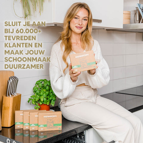 Milieuvriendelijke vaatwasstrips, duurzame zero waste oplossing voor een sprankelend schone vaat.