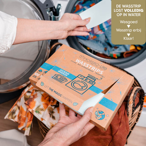 Duurzaam en effectief wassen met wasstrips en wasmiddel.