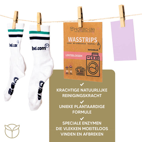 Wasstrips met lange geur voor een verfriste was, wasdoekjes en wasmiddel.