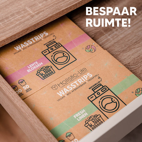 Wasstrips voor het wassen met een schone impact op de natuur, wasmiddel en wasdoekjes.