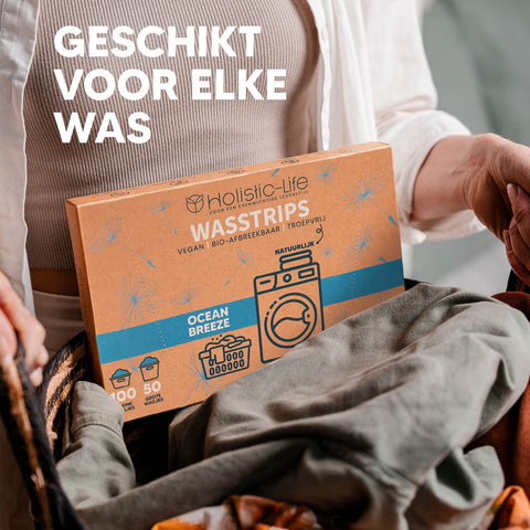 Wasstrips voor wasmachine, ecologisch wasmiddel en wasdoekjes.