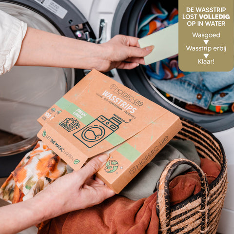 Wasstrips zonder chemische stoffen voor een schone was, wasdoekjes.