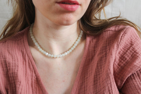 'Mabel' Witte Maansteen Ketting