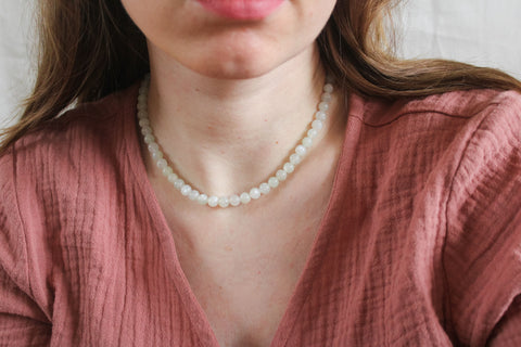 'Mabel' Witte Maansteen Ketting
