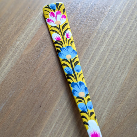 Hand-Painted Stainless Steel Tablespoons with Floral Patterns